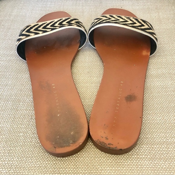 Zara Trafaluc zebra black and cream woven sandals size 40 8.5 - Picture 4 of 10